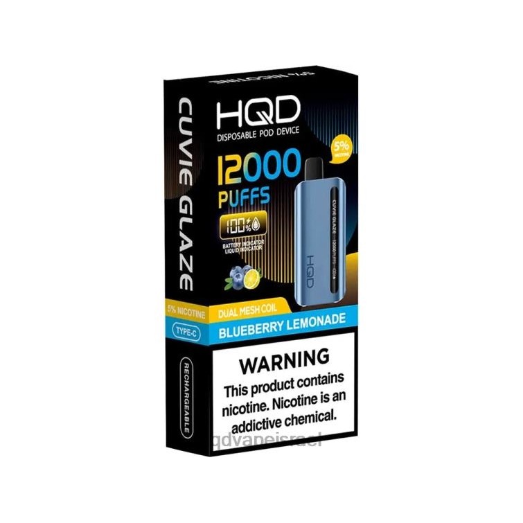 HQD CUVIE GLAZE ואדי חד פעמי 12000 לימונדת אוכמניות P4PB8142 | HQD VAPE ISRAEL
