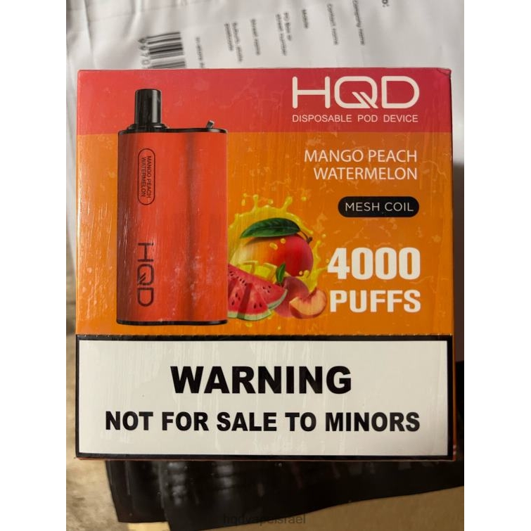 HQD BOX 4000 שאיפות אבטיח מנגו אפרסק P4PB8107 | HQD VAPE DISPOSABLE